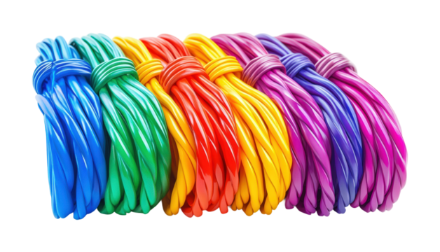 Colorful electrical cables display studio setup bright environment close-up view visual concept
