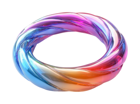 Holographic iridescent ring frame icon digital modern design creative studio close-up view abstract concept