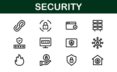 Premium Security Icons. Clean and Editable Vectors for Surveillance, Protection, Alarm Systems, and Cybersecurity Projects.