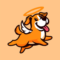 Dog, Flying Dog, Dog Cartoon Vector Illustration