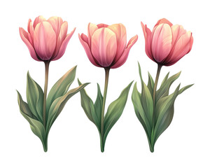 Fototapeta premium Delicate pink tulip flowers a botanical minimalist design floral aesthetics