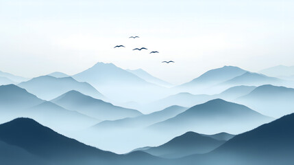 Chinese style ink painting of beautiful landscape	