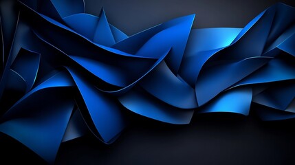Obraz premium Abstract Blue Waves: A Digital Masterpiece of Dynamic Forms and Shadows