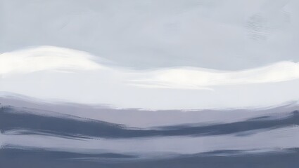 Fototapeta premium Abstract Brush Stroke Landscape Painting in Shades of Blue