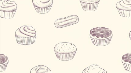 Pastel cupcakes, cookie pattern, bakery, food blog, website