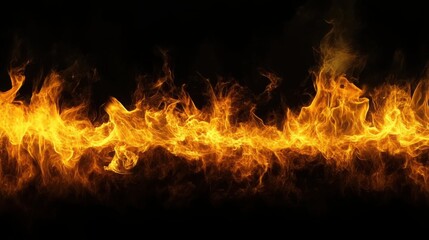 Fototapeta premium Fire flames on black background