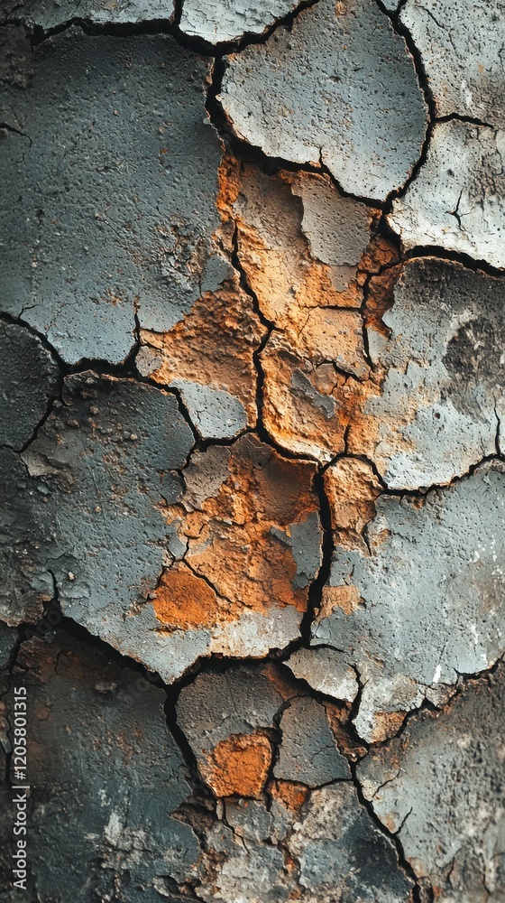 Poster a smooth cement wall reveals its character through subtle, interconnected cracks that create a tapes