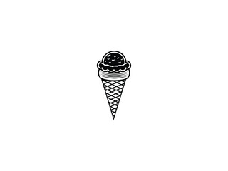 ice cream cone isolated vector, Delicious Ice Cream Cone, Crispy Waffle, Sweet Frozen Dessert, Isolated Vector Illustration