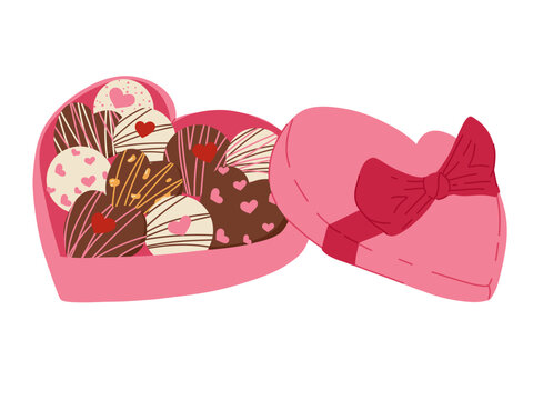 pink heart-shaped box of chocolates clip art preview