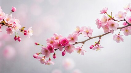 Obraz premium Delicate Pink Blossoms on a Branch, a Symbol of Spring's Gentle Arrival and the Promise of New Beginnings
