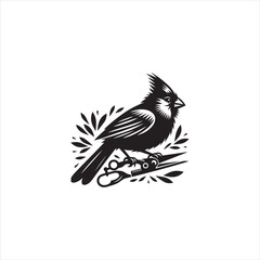 Black Silhouette Vector bird on a branch