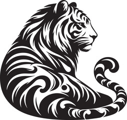 Majestic Tiger Silhouette Vector