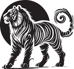 Majestic Tiger Silhouette Vector