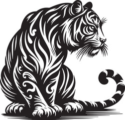 Majestic Tiger Silhouette Vector