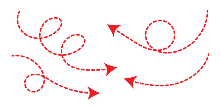 Long squiggle dashed, dotted line arrow vector icon