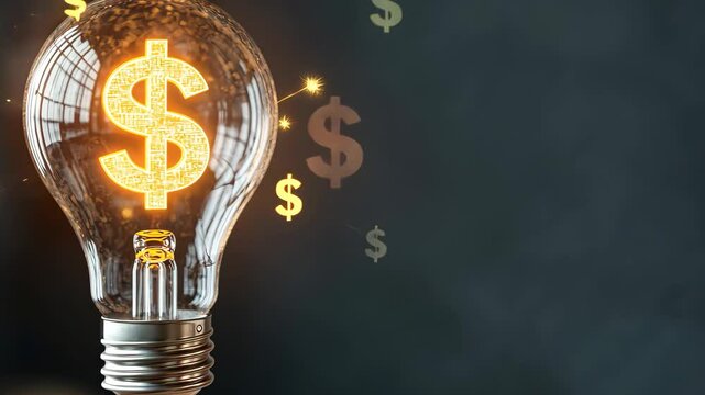 Light bulb with a dollar sign illuminating, symbolizing innovation and finance.