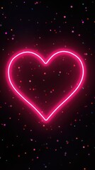 Fototapeta premium Glowing Neon Hearts on Colorful Confetti Background