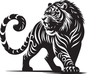 Majestic Tiger Silhouette Vector