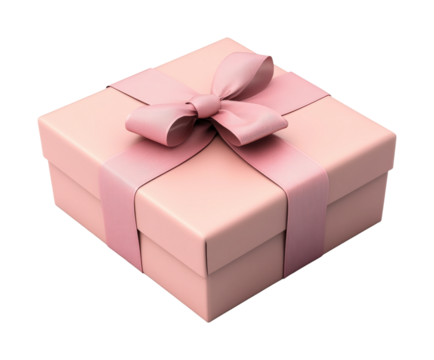 Elegant pink gift box with ribbon icon for celebrations digital design modern aesthetic minimalist style