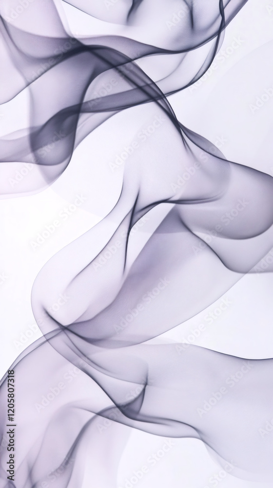 Aufkleber purple smoke curving elegantly, generating fluid waves and soft patterns against stark white backdro