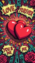 Intertwined Hearts Pop Art Illustration