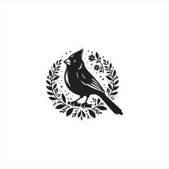 Black Silhouette Vector bird on a branch