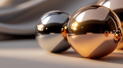 Reflective Spheres on Soft Fabric: A Study in Light and Texture