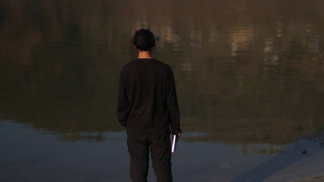 person in the lake