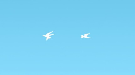 Fototapeta premium Harmonious Flight: White Birds Silhouetted Against a Blue Sky