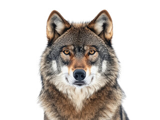 Fototapeta premium Majestic brown grey wolf portrait in natural habitat wildlife close-up view