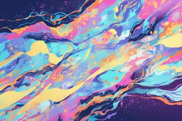 Abstract colorful swirls and fluid paint texture background.