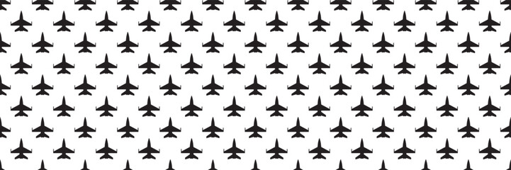 horizontal seamless of black fighter plane for pattern and background.