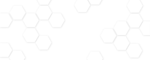 Abstract white hexagon concept design background. Seamless bright white honeycomb banner design. 