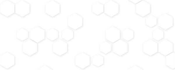 Abstract white hexagon concept design background. Seamless bright white honeycomb banner design. 