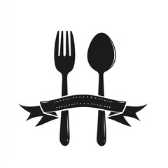 Fork spoon ribbon restaurant menu design