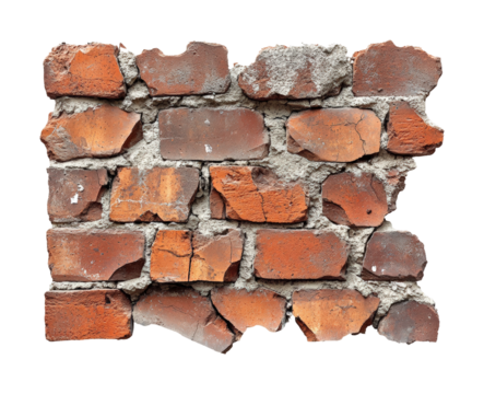 Cracked brown brick wall texture urban environment close-up view architectural concept