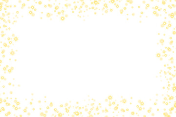 Gold stars sparks glitter special light effect rectangle frame. Golden glitter stars border on transparent background. Luxury stardust light. Glowing particles with blurred sparkles. Design elements