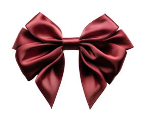 Elegant red satin ribbon bow decorative design close-up view creative concept