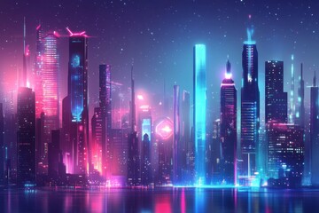 Neon Lights in a Futuristic Cityscape