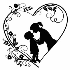 Mather's Day vector silhouette black design white background