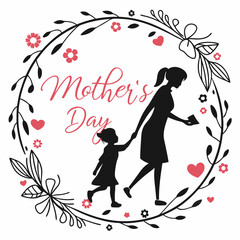 Mather's Day vector silhouette black design white background