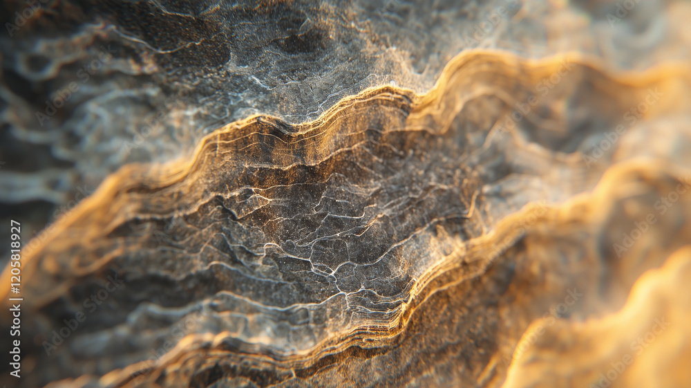 Poster mesmerizing macro shot of natural textures with abstract, wavy patterns and warm tones, creating minimalist and artistic feel