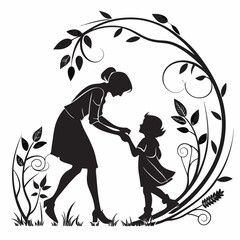 Mather's Day vector silhouette black design white background