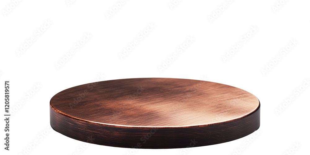 Aufkleber round bronze copper base is displayed isolated on transparency background, showcasing its metallic t