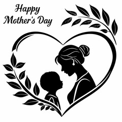 Mather's Day vector silhouette black design white background