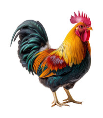 Fototapeta premium Vibrant rooster feeding animal studio setting close-up view nature theme