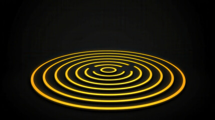Obraz premium Expanding Series of Concentric Yellow Rings on a Dark Background Radiating Outward