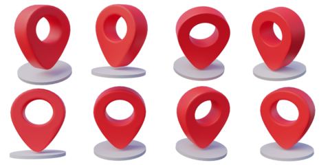 3d illustration map pointer rotation pin navigator or realistic gps pointer marker transparent background, 3d rendering