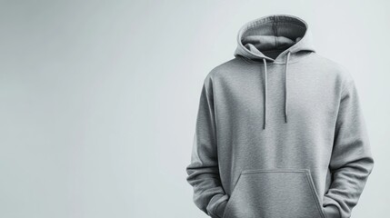 Grey hoodie mockup, studio shot, plain background, apparel design (3)