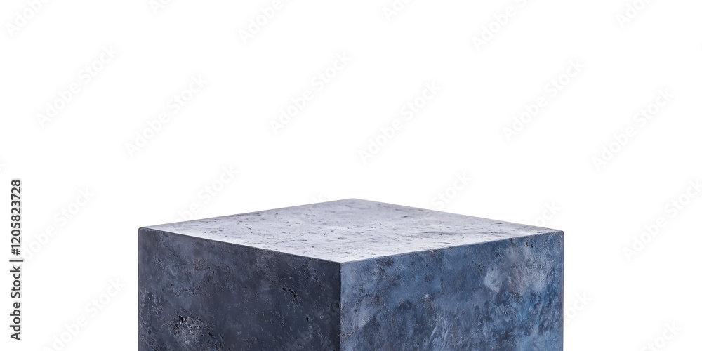 Aufkleber minimalist indigo concrete base is displayed against transparency background, showcasing its textured surface and geometric shape. This isolated view highlights material unique color and design